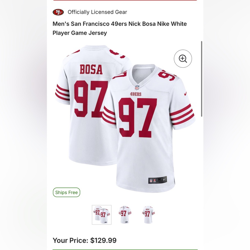 Nike White 49ers Nick Bosa Jersey